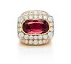 A Bicolor Gold, Burmese Spinel and Diamond Ring, 17.90 dwts.