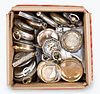 A lot of pocket watch cases and parts