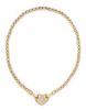An 18 Karat Yellow Gold, Diamond and Cultured Pearl Convertible Necklace, Bernard Hurtig, 61.50 dwts.