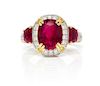 A Platinum, Yellow Gold, Burmese Ruby, Colored Diamond and Diamond "Signed Originals" Ring, Micheal Beaudry, 9.30 dwts.