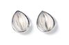 * A Pair of 18 Karat White Gold and Carved Rock Crystal Earclips, White, 15.20 dwts.