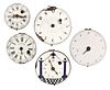 A lot of five 18th and 19th century Continental verge fusee pocket watch movements