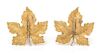 A Pair of 18 Karat Bicolor Gold Leaf Motif Earclips, M. Buccellati, 10.50 dwts.