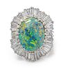 A Platinum, Grey Opal, and Diamond Ring/Pendant, 13.90 dwts.