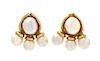 A Pair of 18 Karat Yellow Gold and Pearl Earclips, Elizabeth Gage, 30.20 dwts.