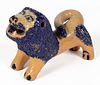 SIGNED BILLY RAY HUSSEY, NORTH CAROLINA EARTHENWARE / REDWARE LION FIGURE
