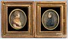 Pair of miniature wax relief portraits, 19th c.