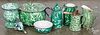 Eight pieces of green graniteware, ca. 1900