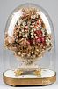 Large nautical seashell floral basket under dome