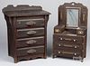 Two children's doll chest of drawers, 19th/20th c.