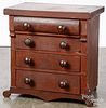 Child's Empire painted doll chest of drawers