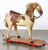 Hide covered platform horse pull toy, 19th c.