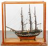 Wooden three mast frigate ship model