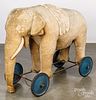 Massive Steiff mohair ride-on elephant pull toy