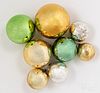 Eight glass Kugel Christmas ornaments