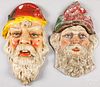 Two Santa Claus face/mask, early to mid 20th c.