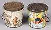 Two tin lithograph miniature candy pails