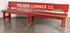 Painted advertising bench for Nelson Lumber Co.