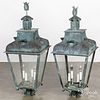 Pair of large contemporary copper lanterns
