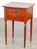 Stained cherry two drawer stand, 19th c.