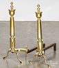 Two pairs of Federal style brass andirons