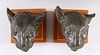 Pair of bronze panther head wall mounts