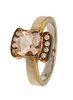 Morganite 1.35 Carat & Diamond Ring, 14Kt Gold, Size: 4.25