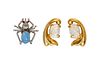 Opal And 14K Stud Earrings, Also Tie Stud 3 pcs