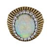 Jelly Opal And Diamonds, 14K Yellow Gold Ring, Size 6 1/2