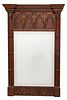 Gothic Style Stained Wood Mirror, H 52'' W 31''