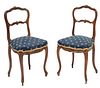French Louis XV Style Carved Walnut Child Side Chairs C. 1900, H 33'' W 15'' 1 Pair