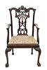 Chinese Chippendale Style Mahogany Armchair Mid 20th C.