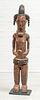 Fang, Gabon African Polychrome Carved Wood Standing Reliquary Figure 20Th Century H 41" W 9"