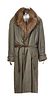 Woman's Beaver Lined Trench Coat, H 48'' Size: Large