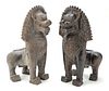 Austin Productions Patinated Brass Temple Guardian Lions, H 21'' W 9.5'' Depth 12'' 1 Pair