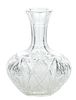 Clark Cut Crystal Carafe And One Unmarked Clear And Frosted Glass Decanter, H 8.25" And H 10"