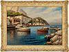 Guido Odierna (Italian, 1913-1991) Oil On Canvas, Fishing Boats, H 27.75'' W 39''