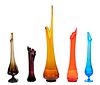 Blenko Quality Art Glass Vessels, Compotes & Bowls, 80 Pcs, H 4.5"-33.5"