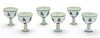 Chinese Blue & White Porcelain Stem Cups, 19th.c., H 3'' Dia. 3'' 6 pcs