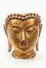 Thai Gilt Bronze Sculpture, H 10.5", W 8.5" Serene Buddha