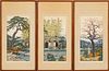Toshi Yoshida (Japanese, 1911-1995) Woodblock Triptychs The Friendly Garden, H 20.5'' W 10.5'' 3 pcs
