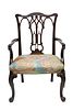Chippendale Style Carved Mahogany Armchair, H 39'' W 26'' Depth 24''