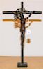 A Carved and Painted Wood Crucifix Height 18 inches.