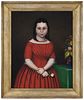 Folk Art Portrait, Girl in Red