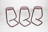 Set of 3 Modern Paperclip Bar Stools, Painted Brown