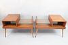 Pair of Cantilevered Mid-Century Modern Glass & Wood Tables