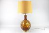 Mid-Century Modern Amber Blown Glass Lamp