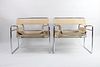 Pair of Chrome and Canvas Wassily Chairs, Marcel Breuer