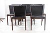 Set of 8 Maurice Villency Black Leather Dining Chairs