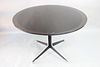 Mid-Century Modern Round Dining Table with Smoked Glass Top, Ward Bennett Style